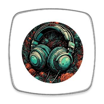 Headphones / Audio / Music / Sound / Cool - Square fridge magnet - white - Front