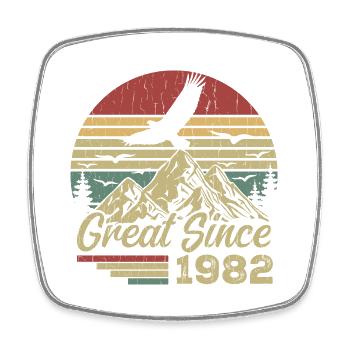 Jahrgang 1982 Retro 1982 Geburtstagsgeschenk - Viereckiger Kühlschrankmagnet - Weiß - Vorne