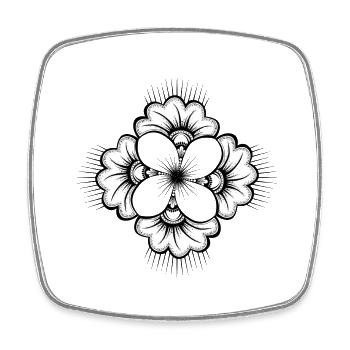 Fleur d'hibiscus en mandala minimaliste zen 02 - Magnet carré - blanc - Devant