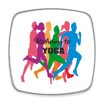 Running to yoga - Square fridge magnet - white - Front