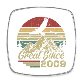 Vintage 2009 Retro 2009 Birthday Gift - Square fridge magnet - white - Front