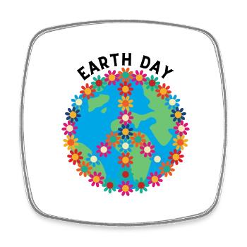 Earth day Peace - Square fridge magnet - white - Front