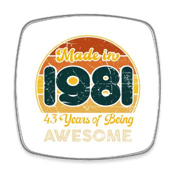 Jahrgang 1981 - Jahrgang 1981 Retro Geburtstag - Viereckiger Kühlschrankmagnet - Weiß - Vorne