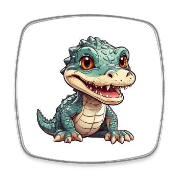 kleiner süßer Alligator - Viereckiger Kühlschrankmagnet - Weiß - Vorne