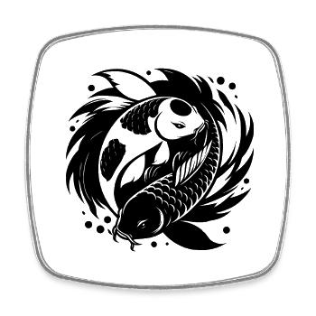 Yin und Yang Koi Karpfen Yoga Kreis - Viereckiger Kühlschrankmagnet - Weiß - Vorne