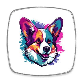 Corgi gallois - Magnet carré - blanc - Devant