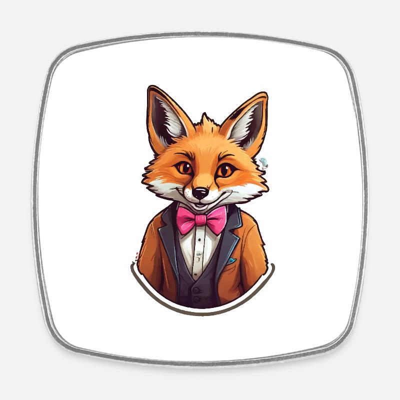 Lustiges Comic Fuchs - Viereckiger Kühlschrankmagnet - Weiß