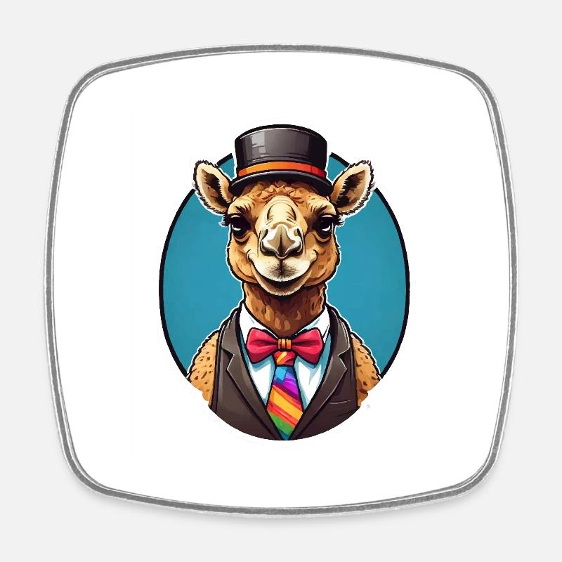 Funny Comic Camel - Square fridge magnet - white
