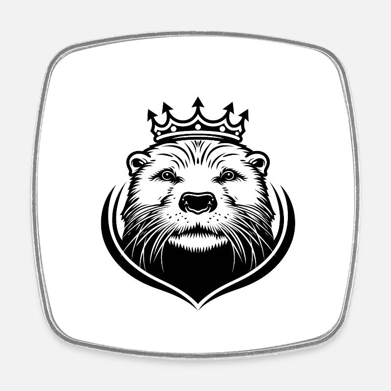 Crowned Mist Guardian - Square fridge magnet - white