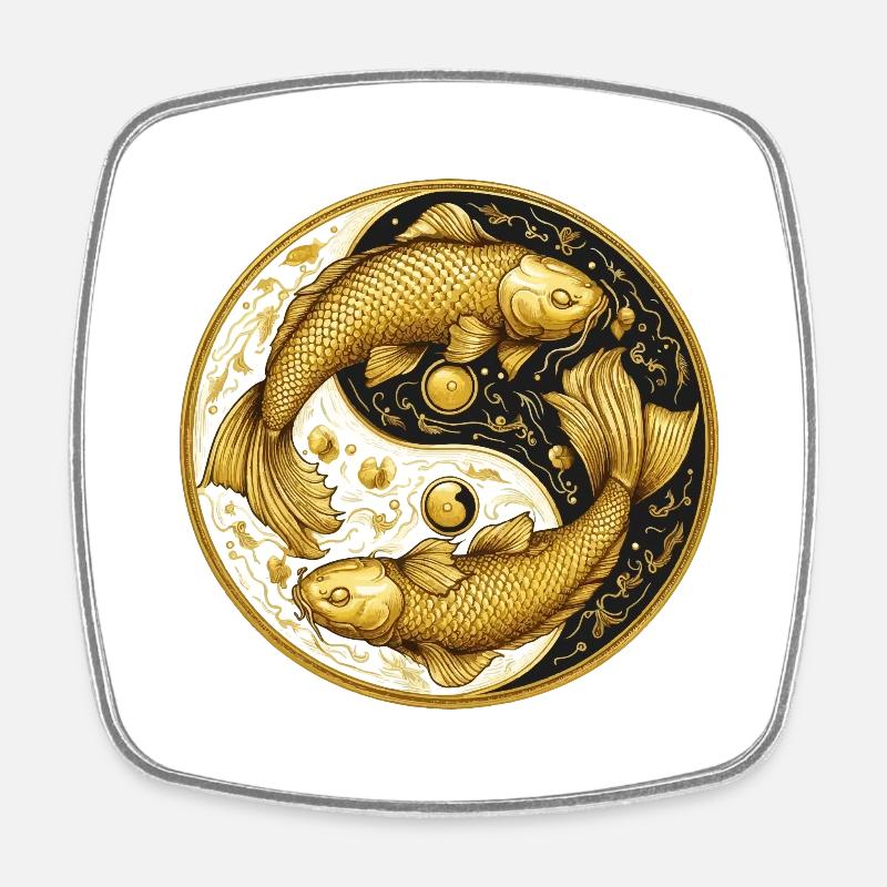 Ying Yang - Viereckiger Kühlschrankmagnet - Weiß