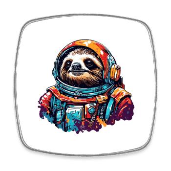 Astronaut / Weltall / Tier / Faultier / Raumschiff - Viereckiger Kühlschrankmagnet - Weiß - Vorne