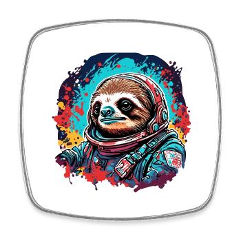 Astronaut / Weltall / Tier / Faultier / Raumschiff - Viereckiger Kühlschrankmagnet - Weiß - Vorne