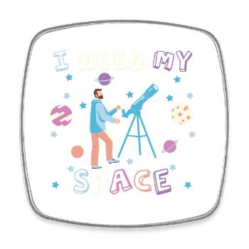 I Need My Space Astronomy Telescope Stargazer - Viereckiger Kühlschrankmagnet - Weiß - Vorne
