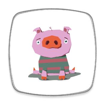 Bébé cochon - Magnet carré - blanc - Devant