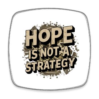 Hope is not a strategy - Positive message - Square fridge magnet - white - Front
