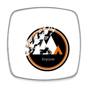 Pilote d’aventure Dualsport Explorer - Magnet carré - blanc - Devant