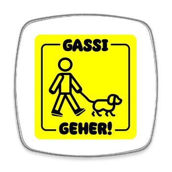 Gassi Gehen Hund - Viereckiger Kühlschrankmagnet - Weiß - Vorne