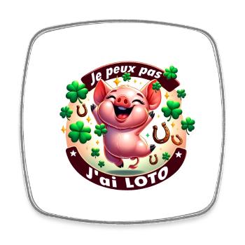 Ich kann kein Bingo, Schwein - Viereckiger Kühlschrankmagnet - Weiß - Vorne