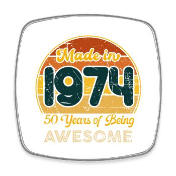 Né en 1974 - Vintage 1974 Anniversaire Rétro - Magnet carré - blanc - Devant