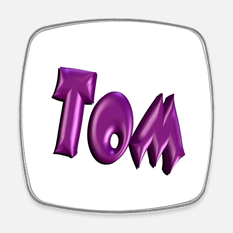 tom2 - Square fridge magnet - white