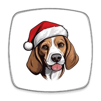 Beagle Noël - Magnet carré - blanc - Devant