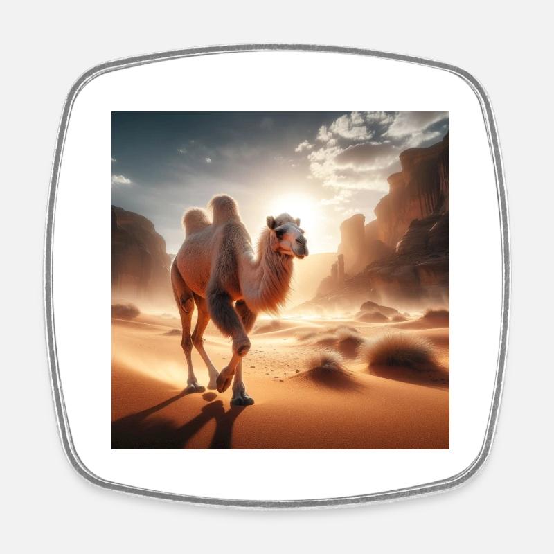 true camel in a desert A4 - Magnet carré - blanc