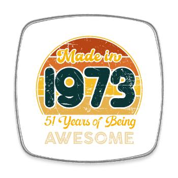 Born in 1973 - Vintage 1973 Retro Birthday - Square fridge magnet - white - Front