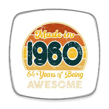 Né en 1960 - Vintage 1960 Anniversaire Rétro - Magnet carré - blanc - Devant