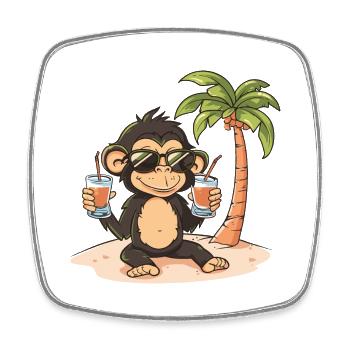 Affe Insel Sommer Palme - Viereckiger Kühlschrankmagnet - Weiß - Vorne