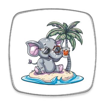 Palmier d’été de l’île de l’éléphant - Magnet carré - blanc - Devant