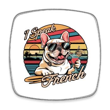 bouledogue francais - bulldog - chien de compagnie - Magnet carré - blanc - Devant