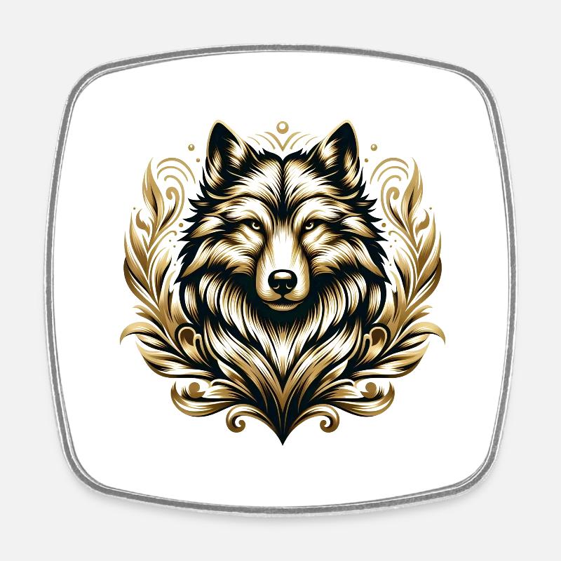 Wolf - Viereckiger Kühlschrankmagnet - Weiß
