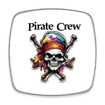 Pirat / Ahoi / Anker / Kapitän / Totenkopf / Rum - Viereckiger Kühlschrankmagnet - Weiß - Vorne