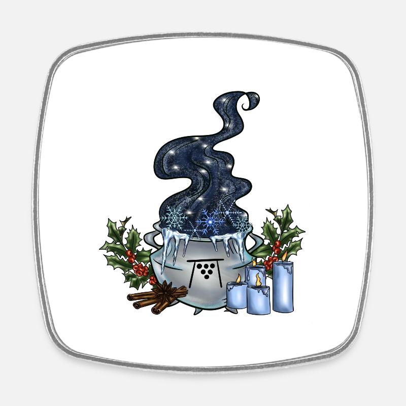 Chaudron de Noël - Magnet carré - blanc