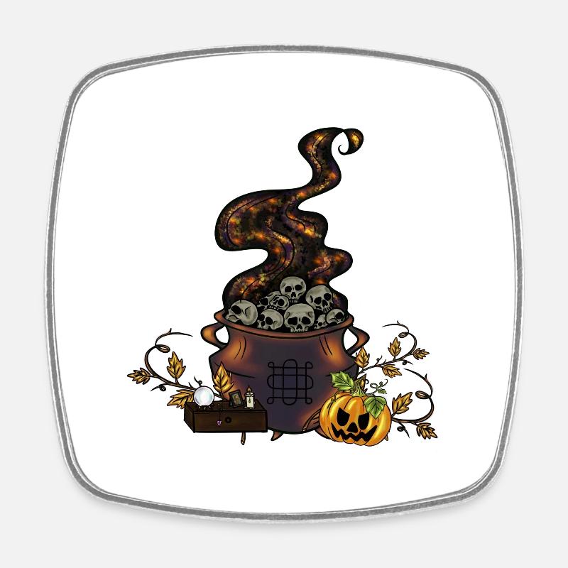 Samhain Cauldron - Square fridge magnet - white