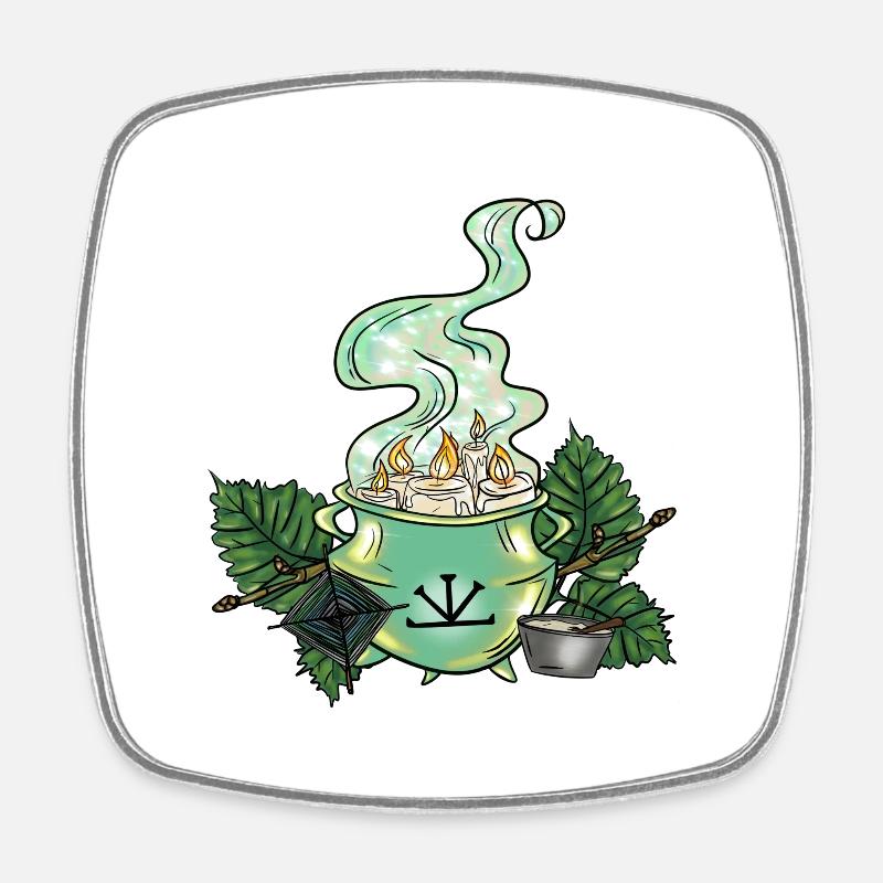 Imbolc Witch's Cauldron - Square fridge magnet - white