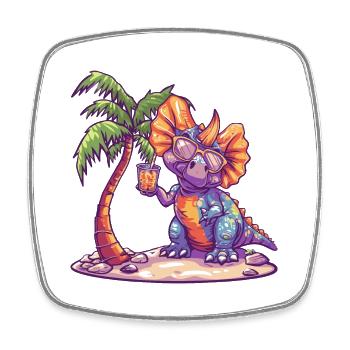 Dinosaur triceratops Summer - Square fridge magnet - white - Front