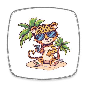 Palmier d’été de l’île Leopard - Magnet carré - blanc - Devant