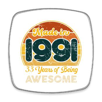 Né en 1991 - Vintage 1991 Anniversaire Rétro - Magnet carré - blanc - Devant