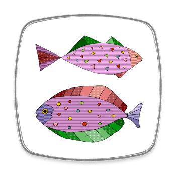 Fishes - Square fridge magnet - white - Front