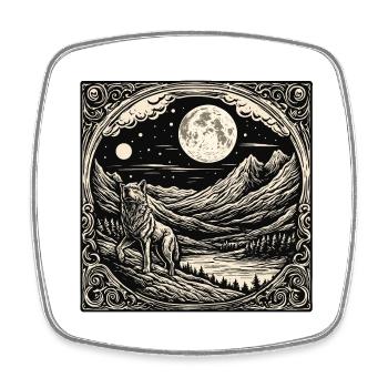 Wolf / Rudel / Wald / Wild / Tierwelt / heulen - Viereckiger Kühlschrankmagnet - Weiß - Vorne