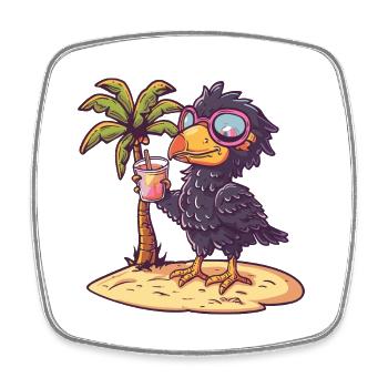 Harpy Bird Summer Holiday - Square fridge magnet - white - Front