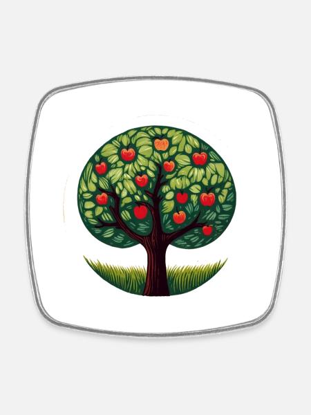 Apfelbaum - Viereckiger Kühlschrankmagnet - Weiß
