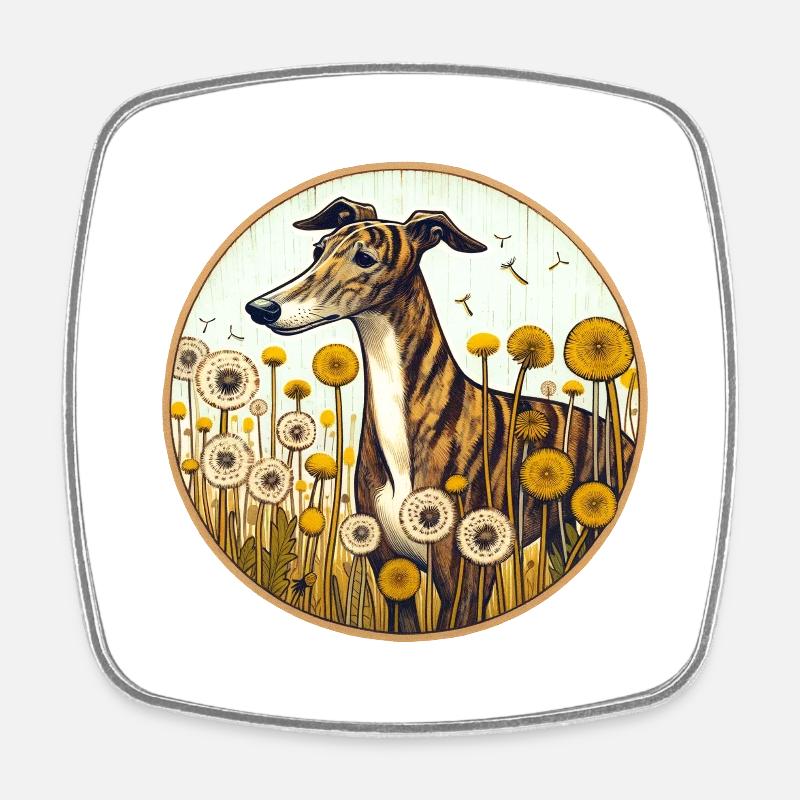 Gestromter Windhund - Viereckiger Kühlschrankmagnet - Weiß