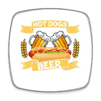 Hot Dogs And Beer That's Why I'm Here Hotdogs Food - Square fridge magnet - white - Front