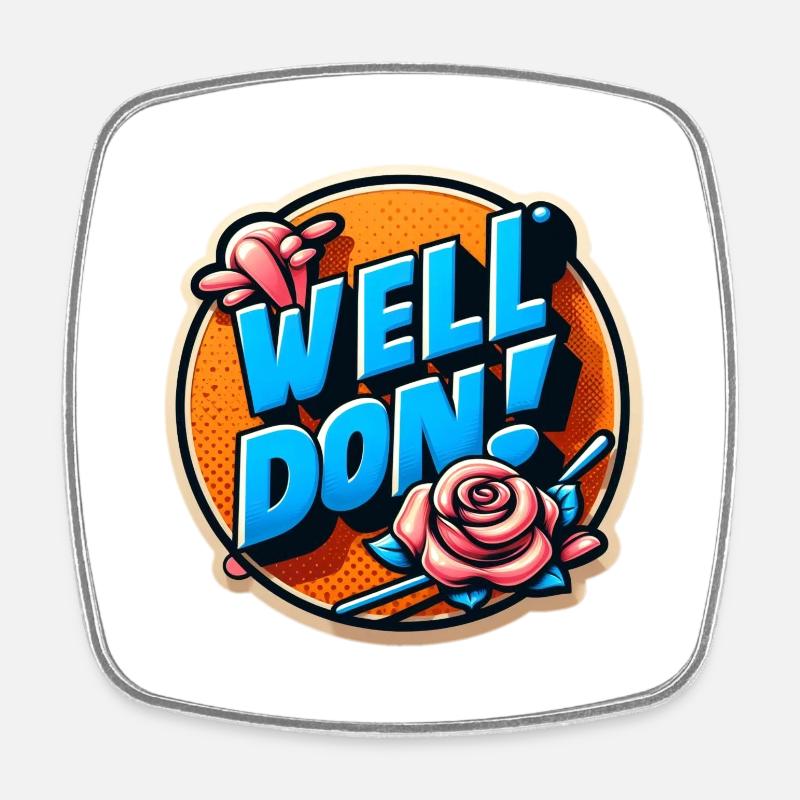 Well don! - Square fridge magnet - white