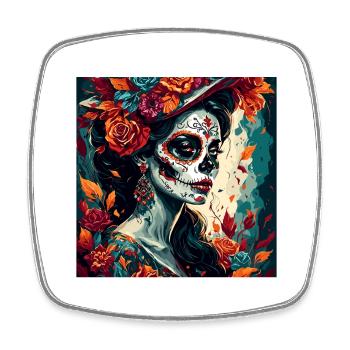 La Catrina/ Tattoo / Mexico / Skull / Skull - Square fridge magnet - white - Front