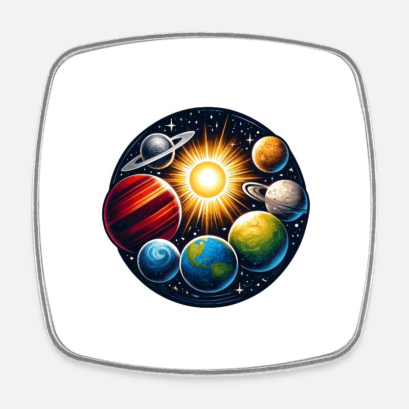 Sonnensystem - Viereckiger Kühlschrankmagnet - Weiß