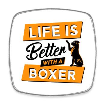 La vie est plus belle avec un boxer - Vector Design - Magnet carré - blanc - Devant