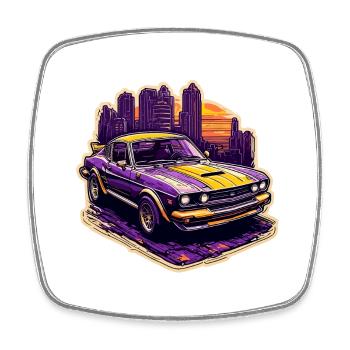 Voiture / Véhicule / Voiture de tourisme / Mobile / Ancienne / Conduite - Magnet carré - blanc - Devant